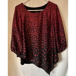 Womens's ALYX Asymmetrical‎ Balloon Sleeve Blouse  Red Black Fuscia Size S